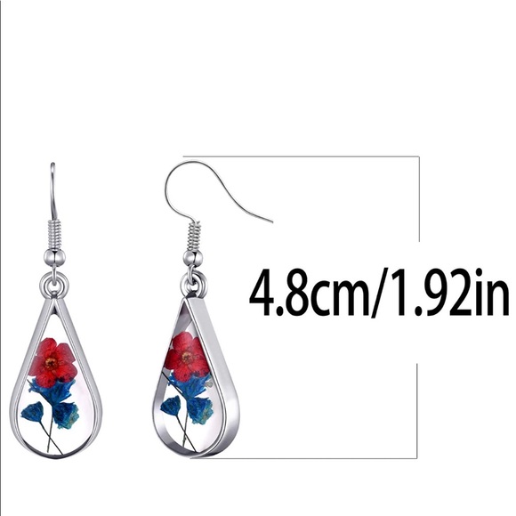 💐Pressed Flower Earrings, free of Nickel & Lead - Picture 3 of 4